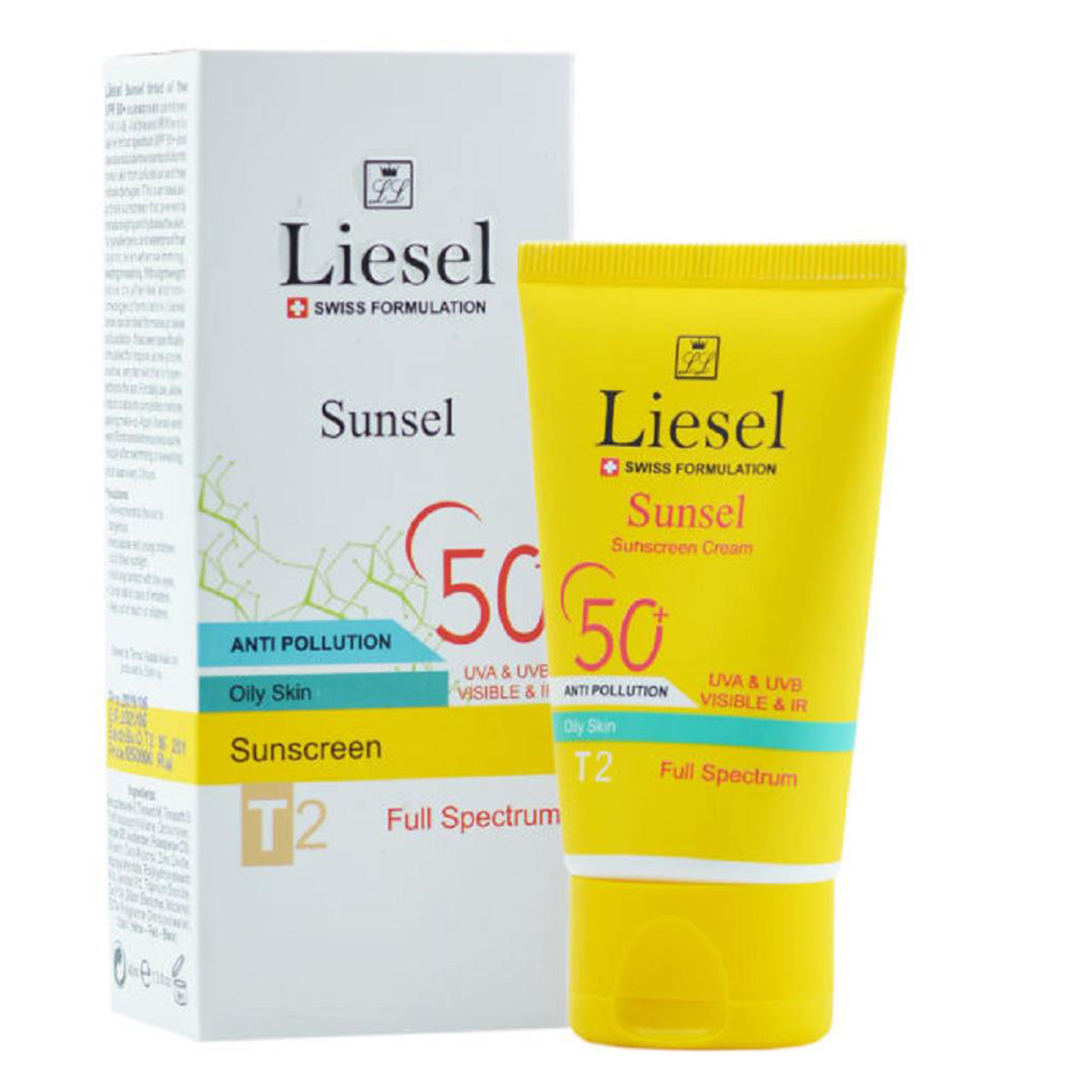 کرم ضد آفتاب SPF50 مناسب پوست چرب لایسل (رنگ شماره T2)