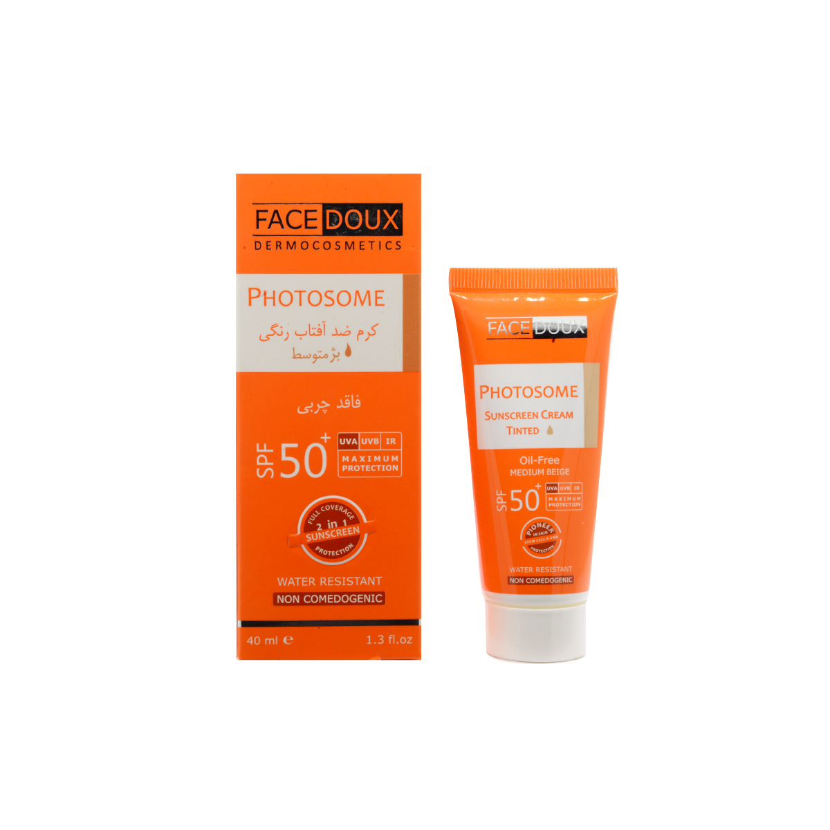 کرم ضد آفتاب SPF50 مناسب پوست چرب فیس دوکس (بژ متوسط)