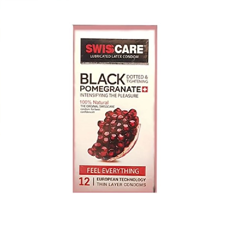 کاندوم سوئیس کر مدل BLACK POMEGRANATE بسته 12 عددی