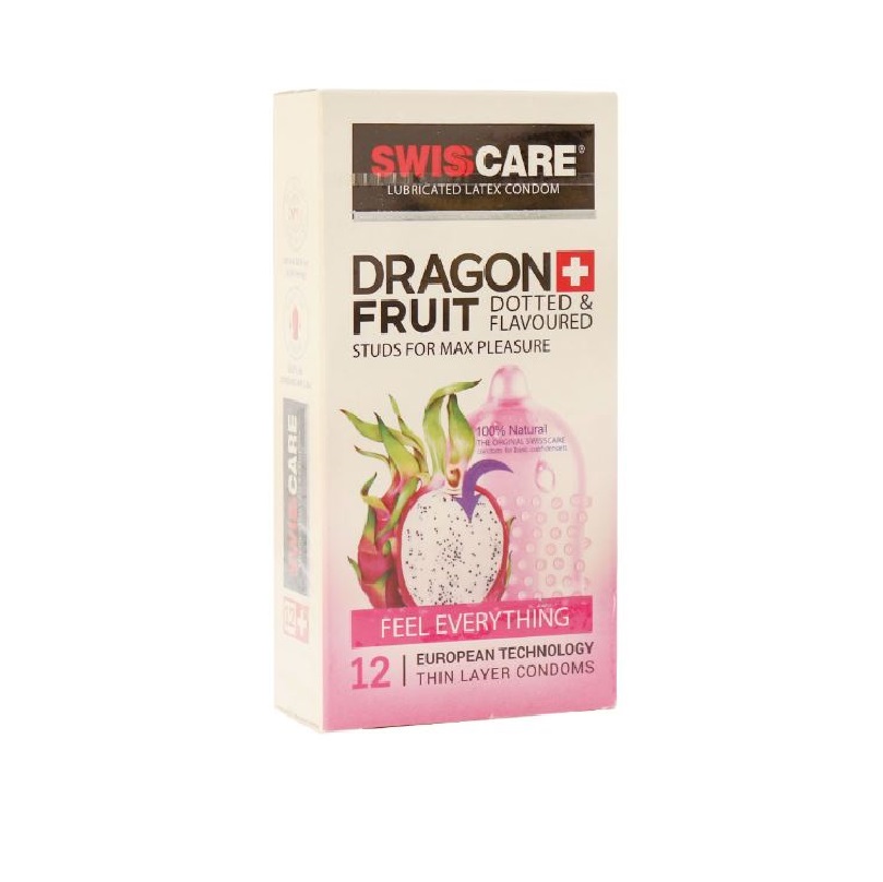 کاندوم سوئیس کر مدل DRAGON FRUIT بسته 12 عددی