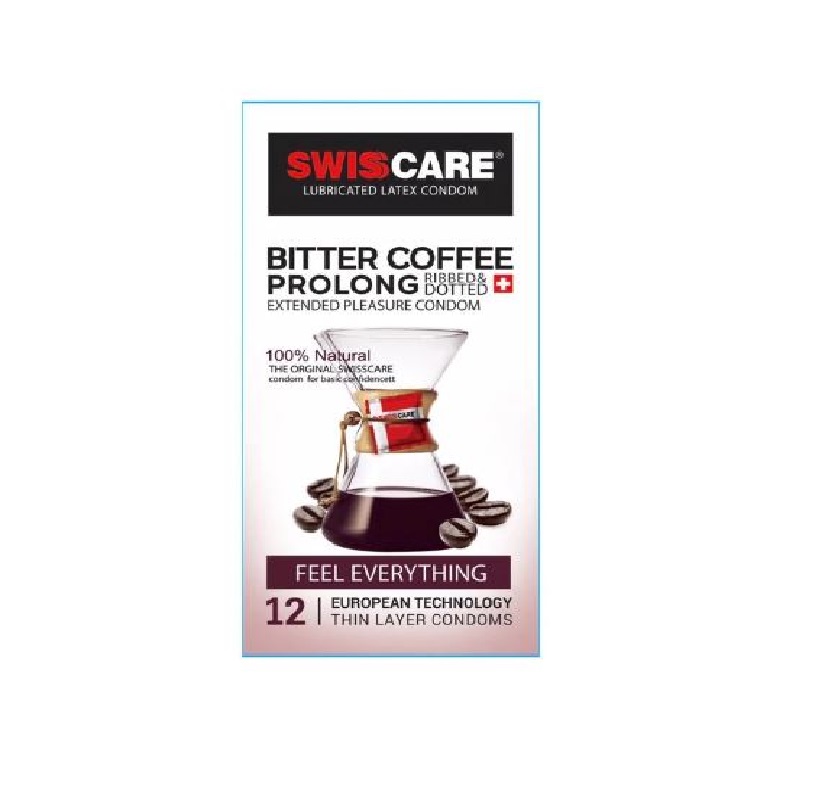 کاندوم سوئیس کر مدل Bitter Coffee Prolong بسته 12 عددی