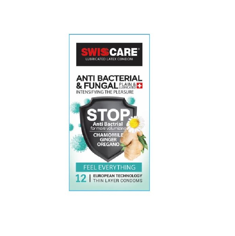 کاندوم سوئیس کر مدل ANTI BACTERIAL بسته 12 عددی