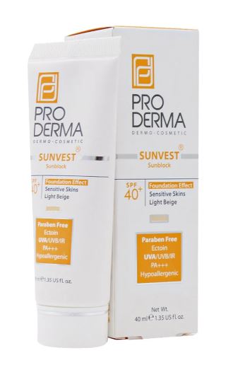 کرم ضد آفتاب مینرال رنگی SPF40 مناسب پوست حساس پرودرما